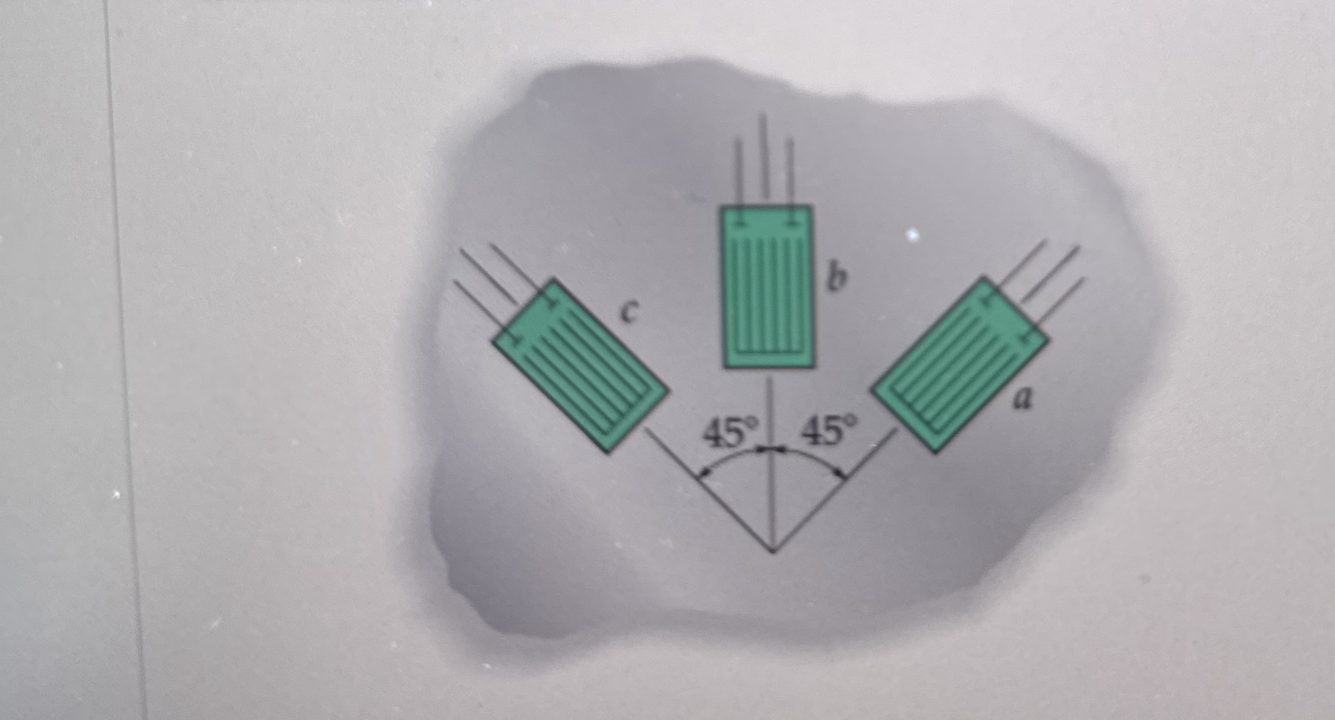 The 4 5 strain rosette is mounted on a steel