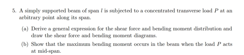 A simply supported beam of span l is subjected to