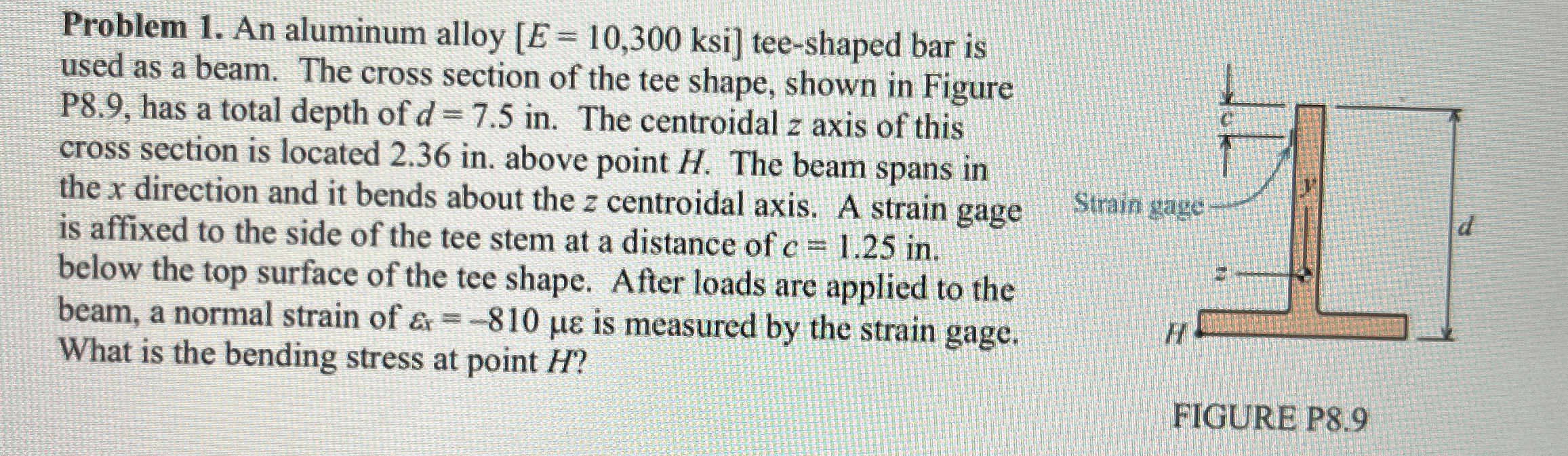 Problem 1 . An aluminum alloy [ E = 1 0 , 3 0 0