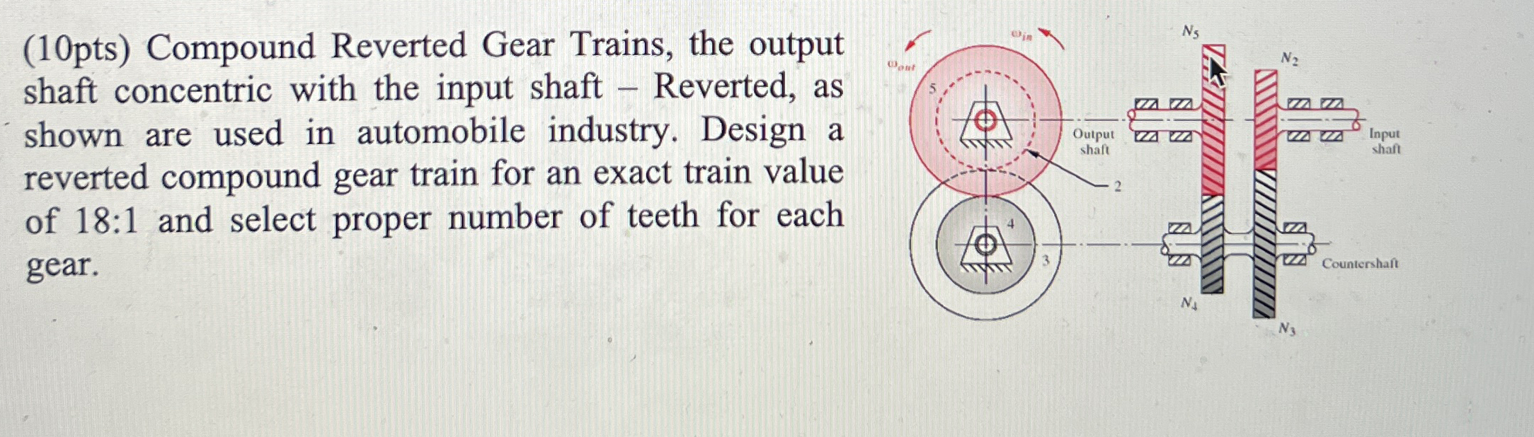 ( 1 0 pts ) Compound Reverted Gear Trains, the