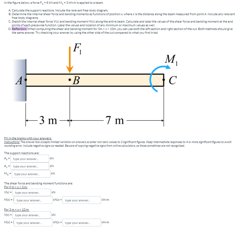 In the figure below, a force F = 5 kN is applied
