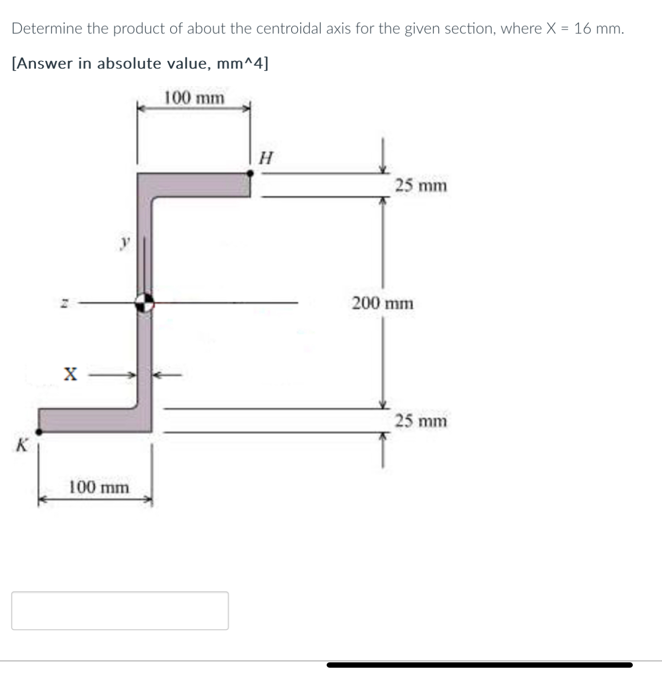 Determine the product of about the centroidal