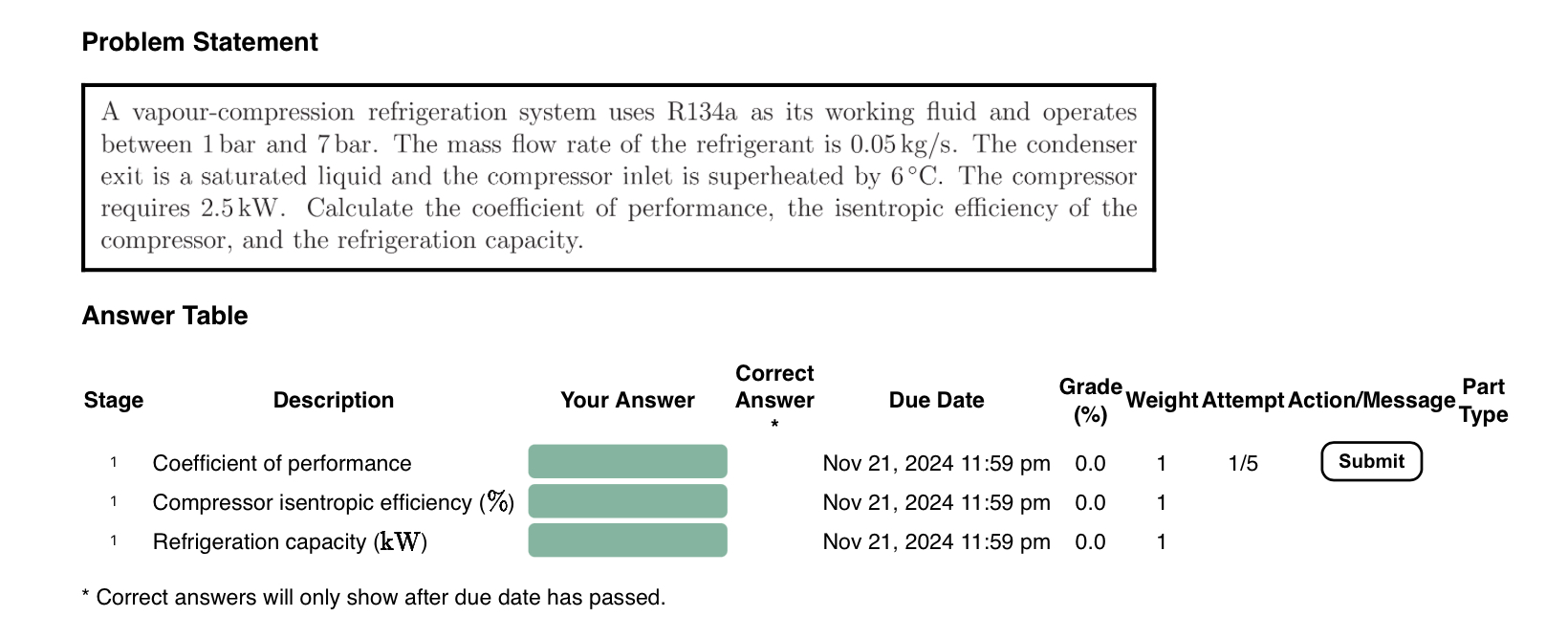 Problem Statement A vapour - compression