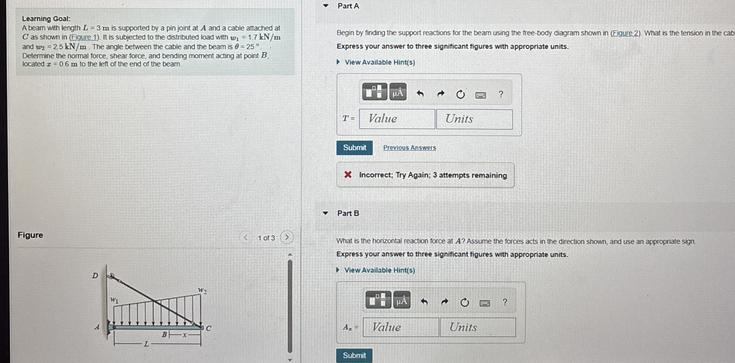 Learning Goal: A beam with length L = 3 m is
