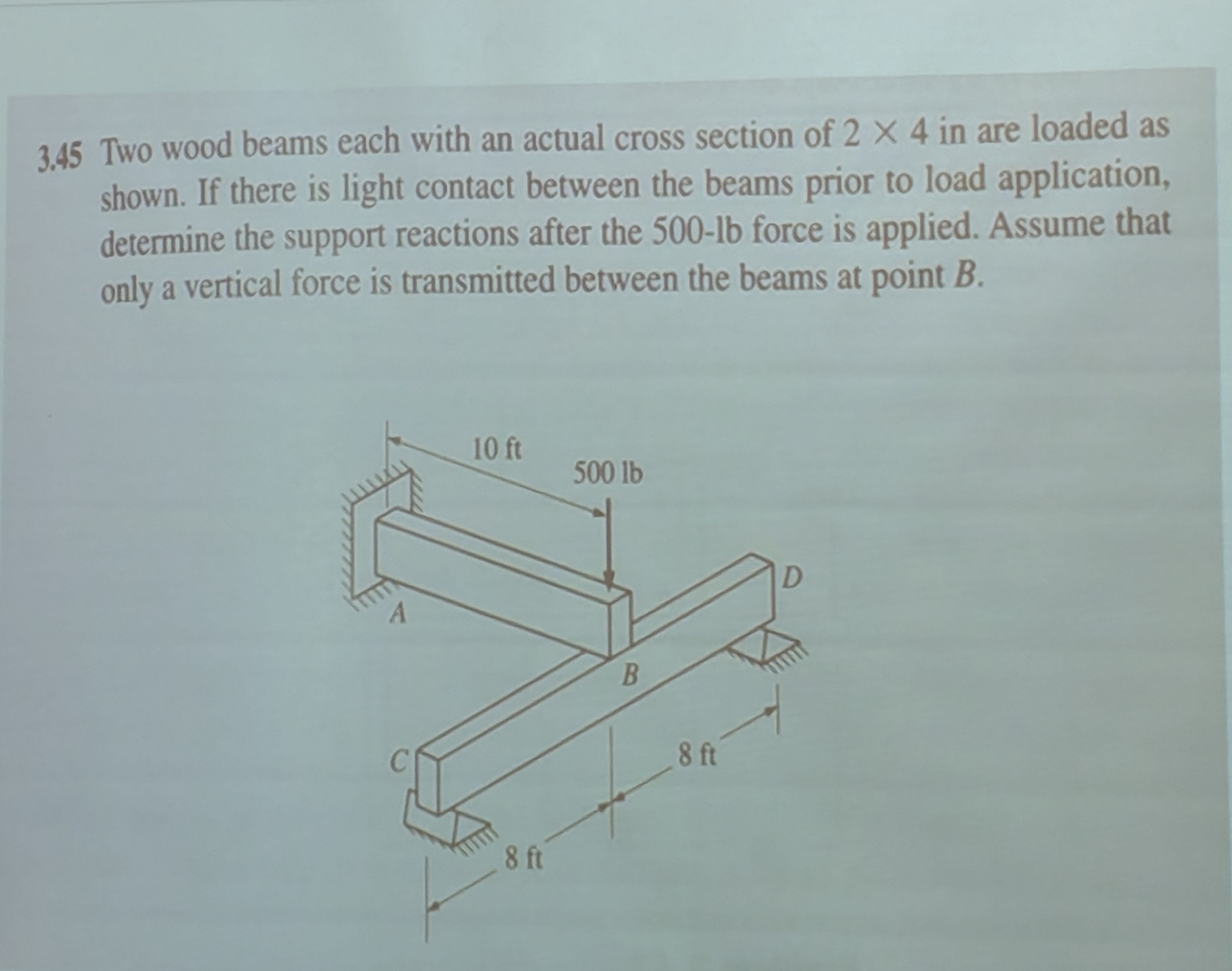 3 . 4 5 Two wood beams each with an actual cross