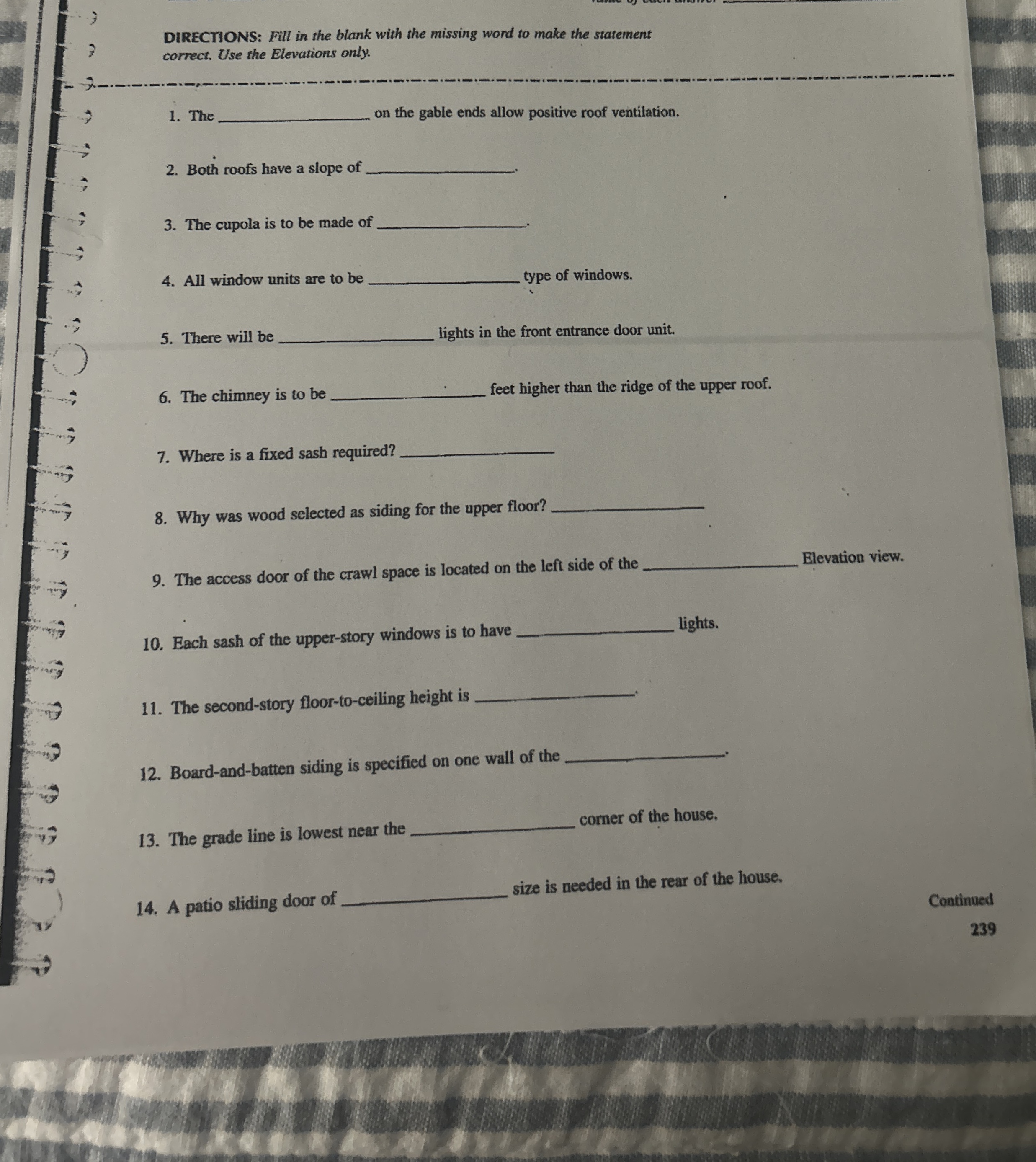 DIRECTIONS: Fill in the blank with the missing