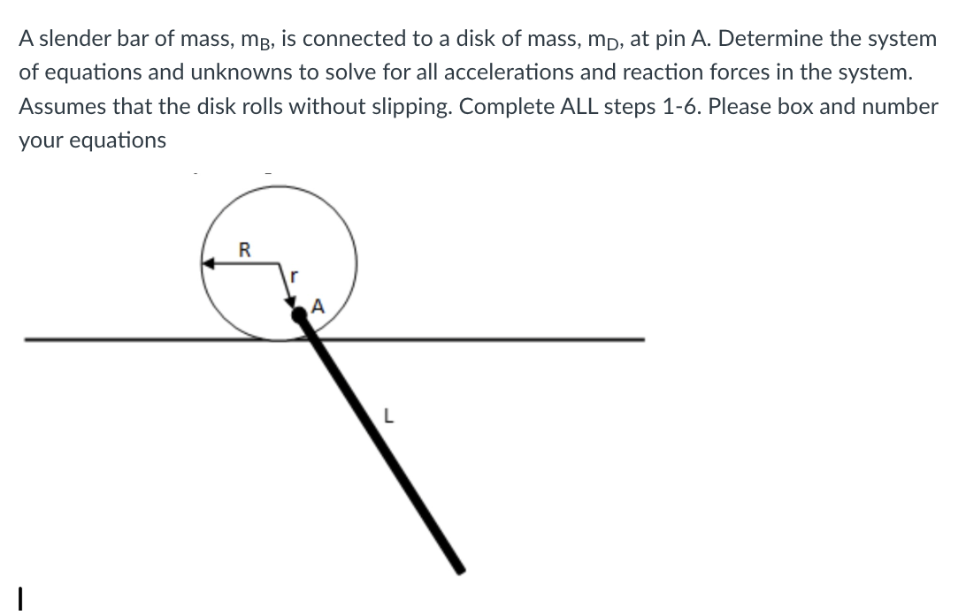 A slender bar of mass, \ ( m _ { B } \ ) , is
