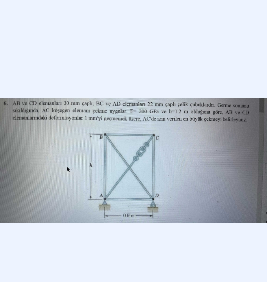 AB ve CD elemanlar 3 0 mm apl , BC ve AD