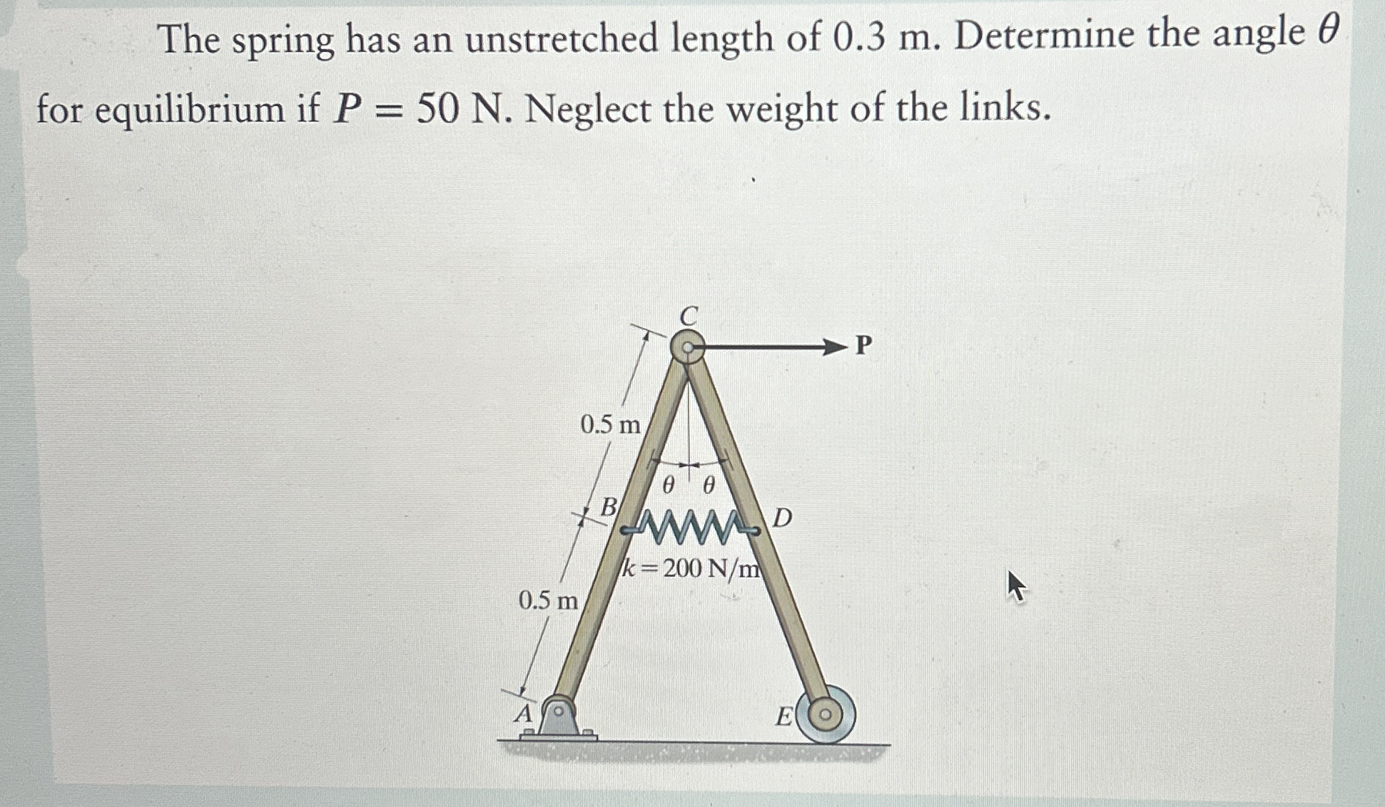 The spring has an unstretched length of 0 . 3 m .