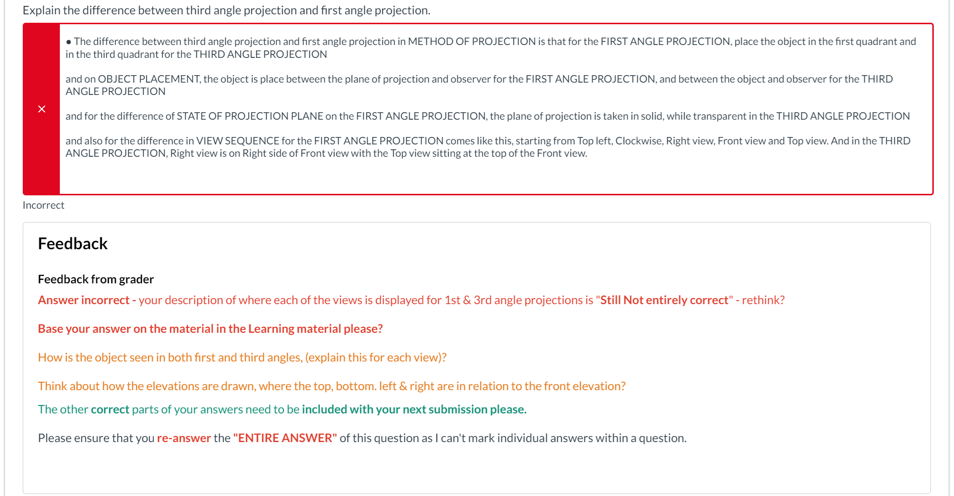 Explain the difference between third angle