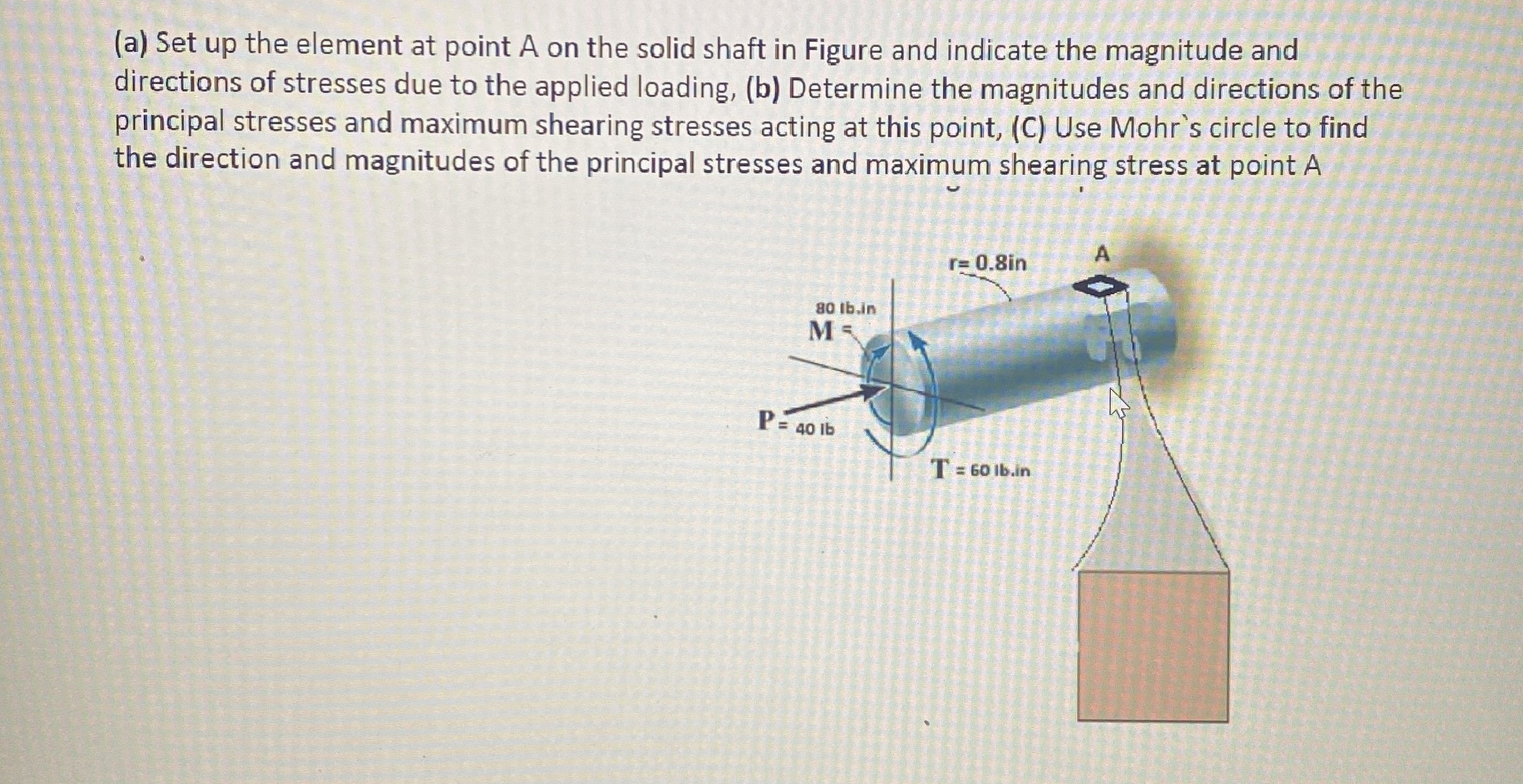 ( a ) Set up the element at point A on the solid