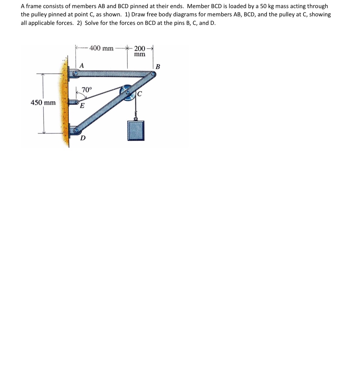 A frame consists of members A B and B C D pinned