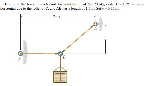 Determine the force in each cord for equilibrium
