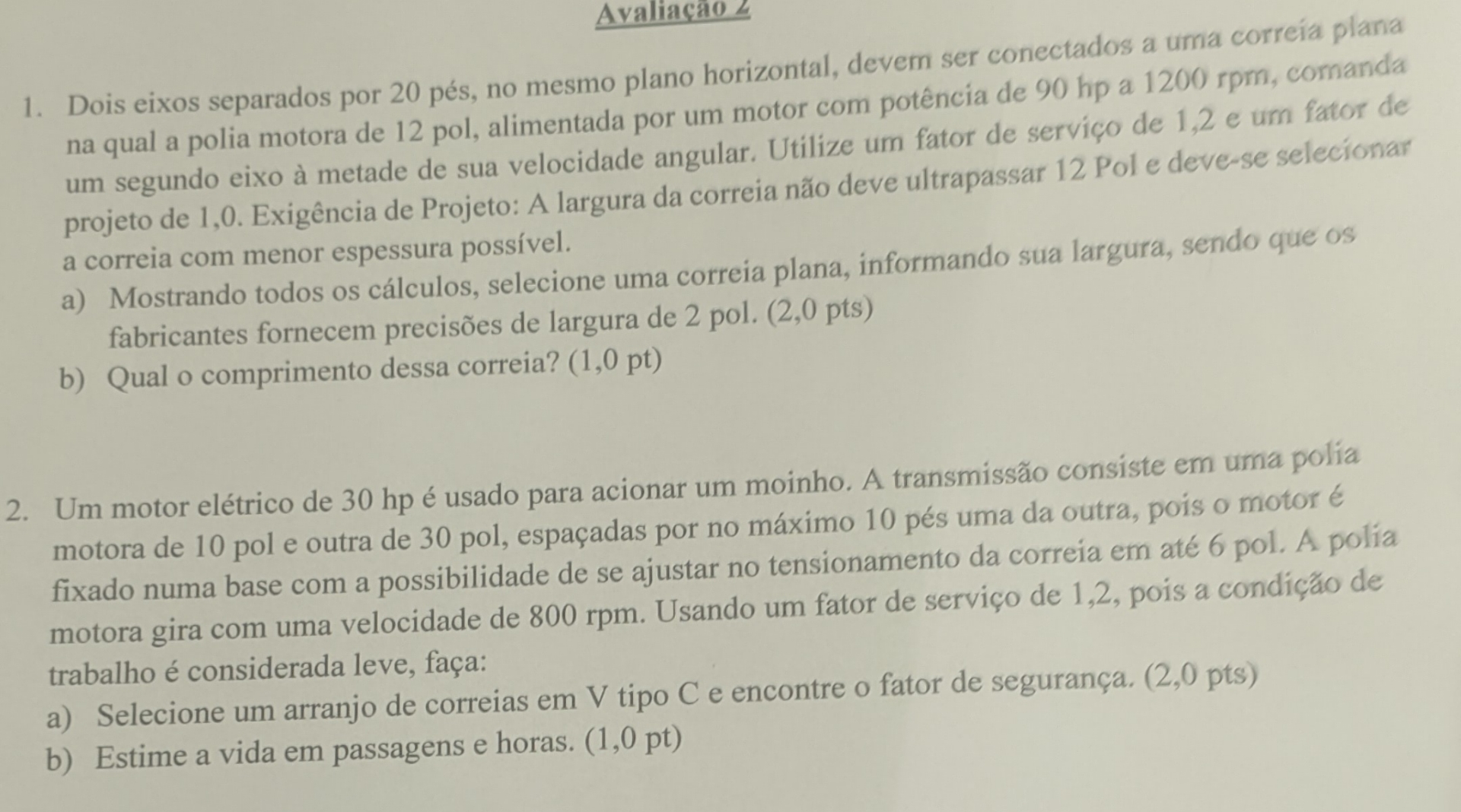 Dois eixos separados por 2 0 p s , no mesmo plano