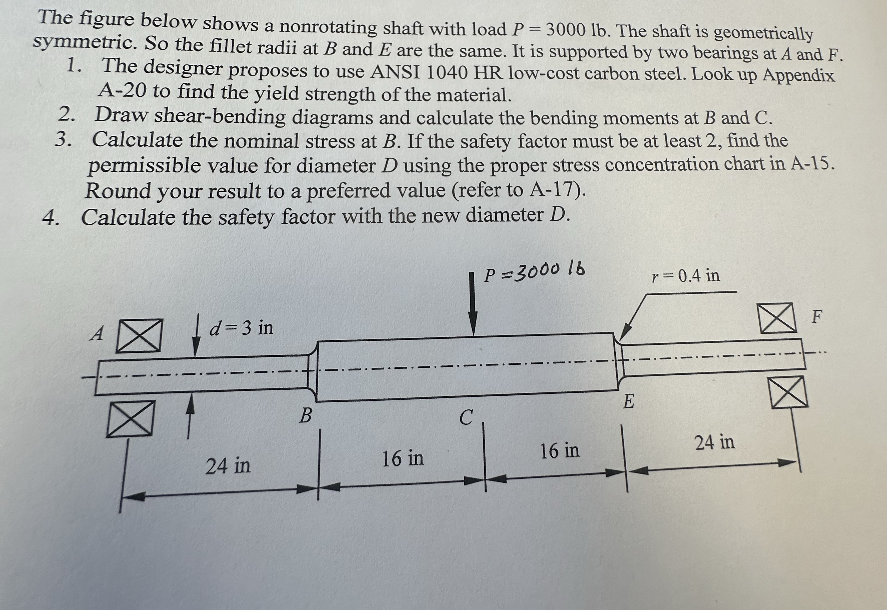 The figure below shows a nonrotating shaft with