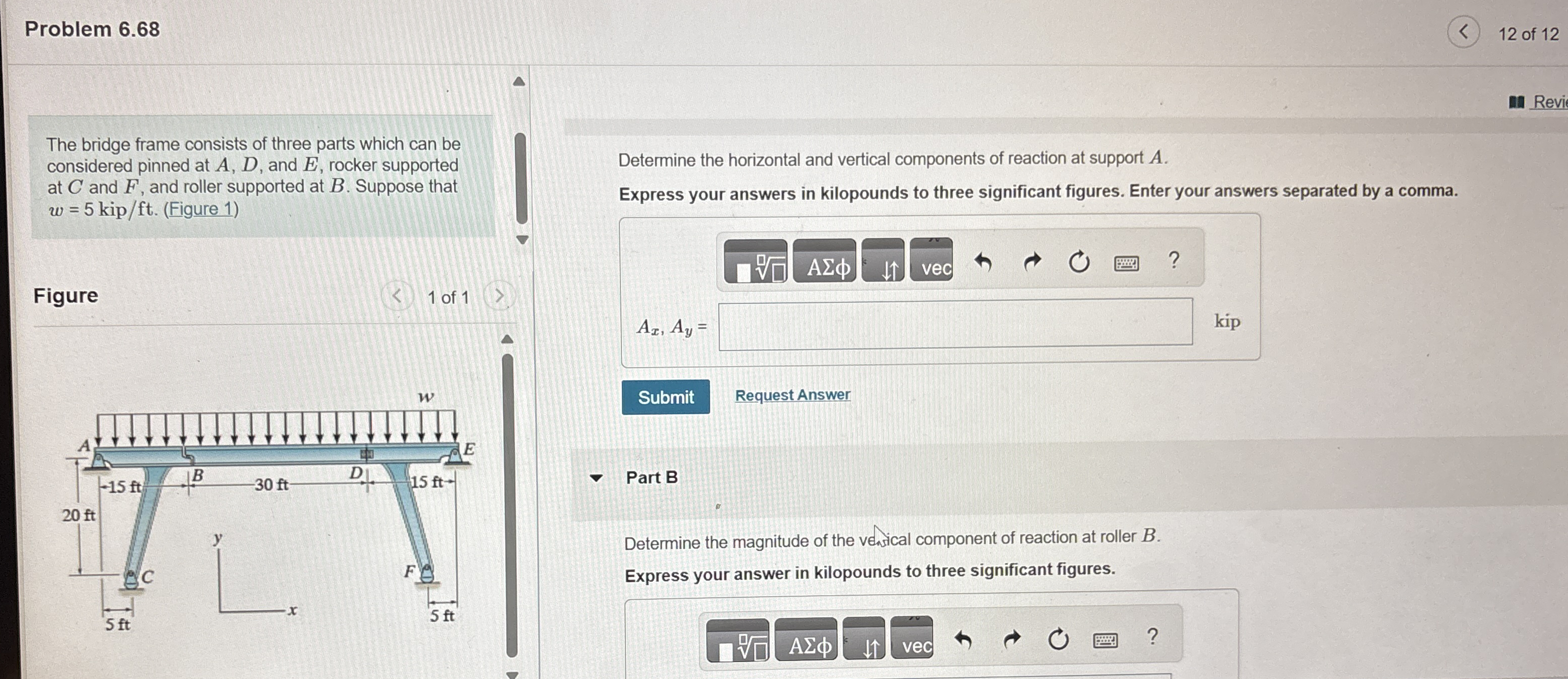Problem 6 . 6 8 1 2 of 1 2 The bridge frame
