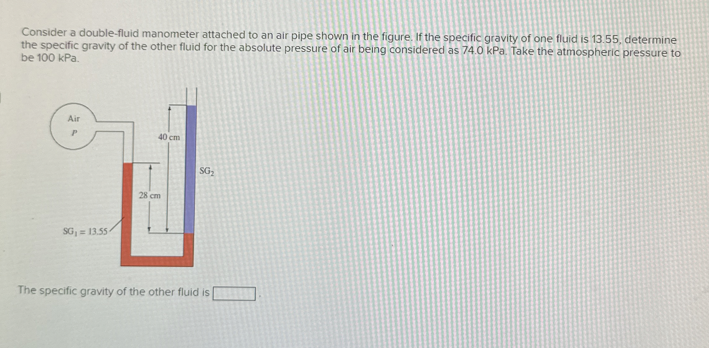 Consider a double - fluid manometer attached to