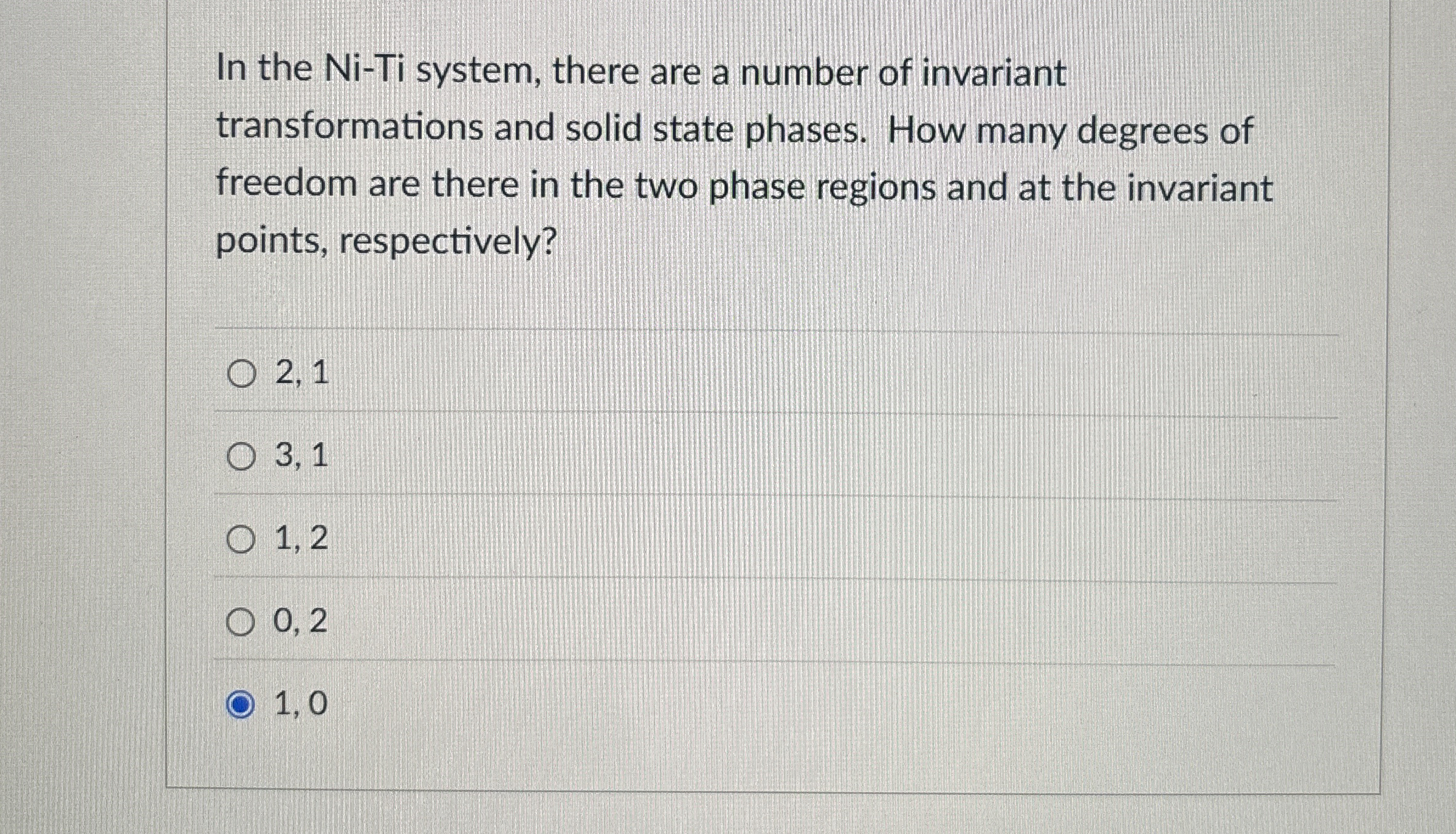 In the Ni - Ti system, there are a number of