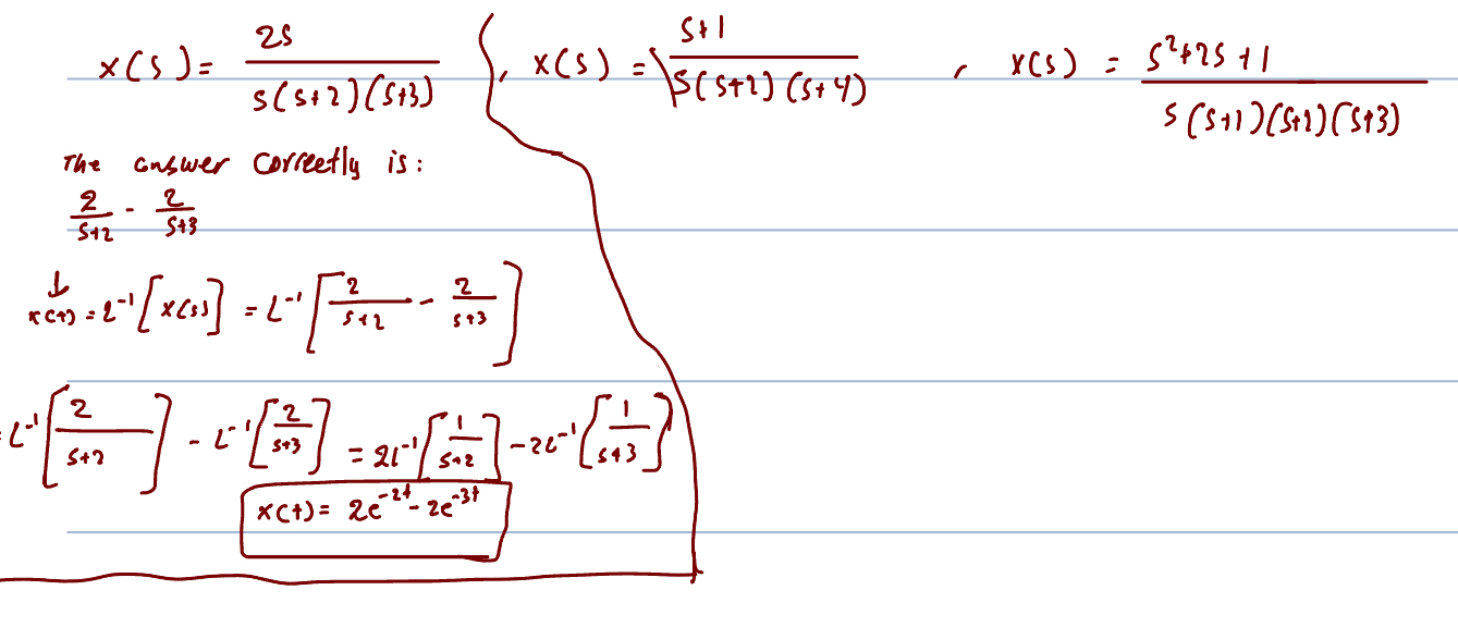 1 . x ( s ) = 2 s s ( s + 2 ) ( s + 3 ) { 2 . x (