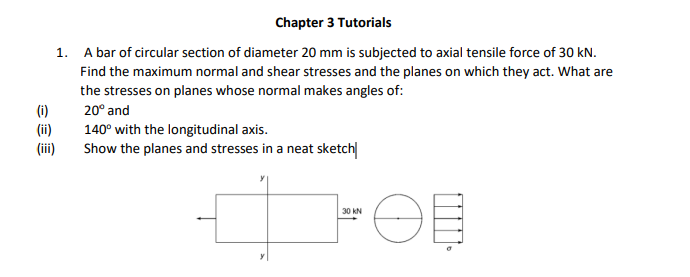 Chapter 3 Tutorials A bar of circular section of