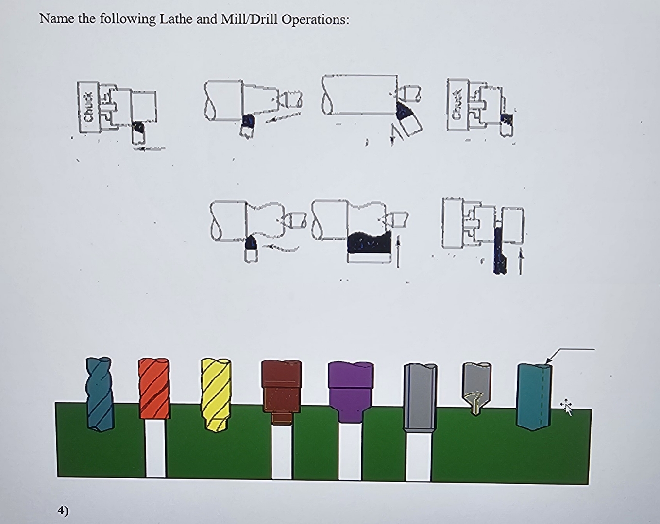 Name the following Lathe and MillDrill Operations: