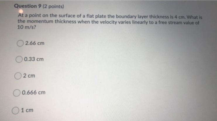 Question 9 ( 2 points ) At a point on the surface
