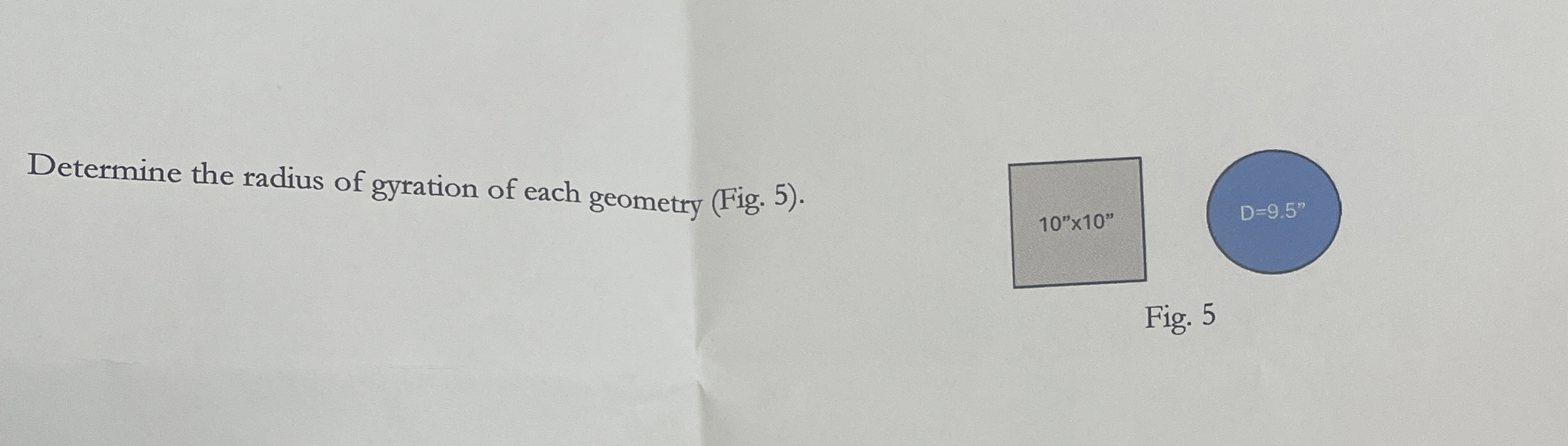 Determine the radius of gyration of each geometry