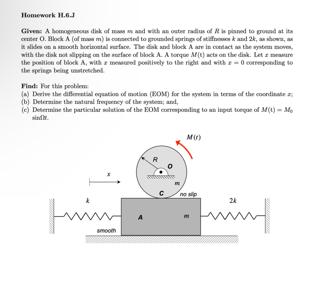 Homework H . 6 . J Given: A homogeneous disk of