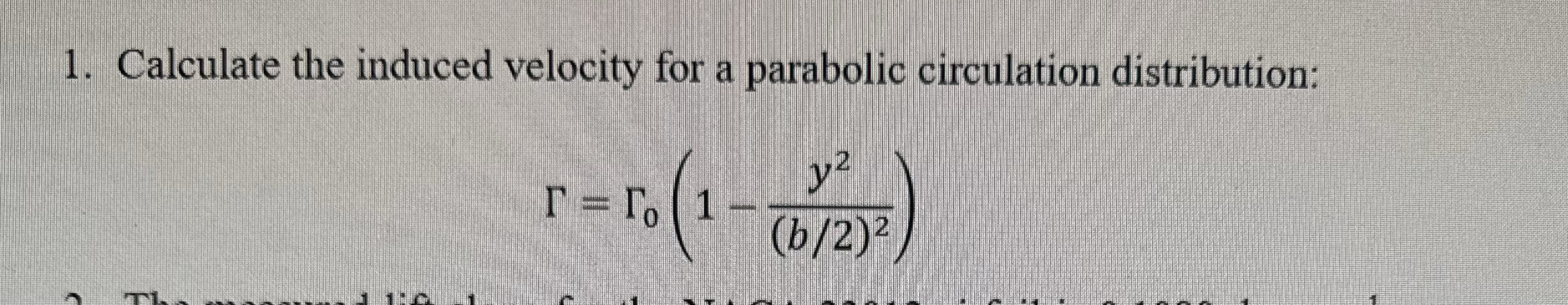 Calculate the induced velocity for a parabolic