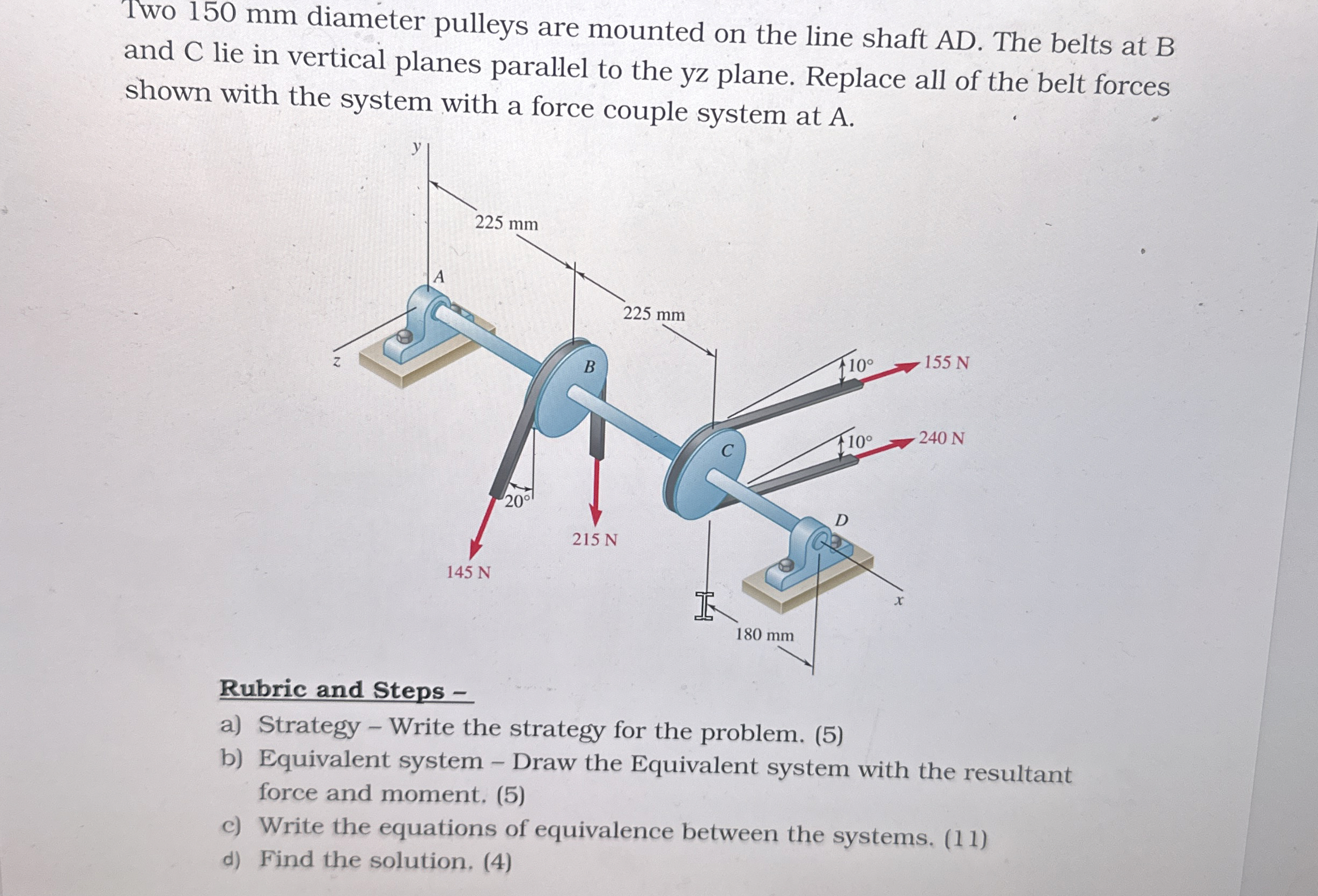 Two 1 5 0 mm diameter pulleys are mounted on the