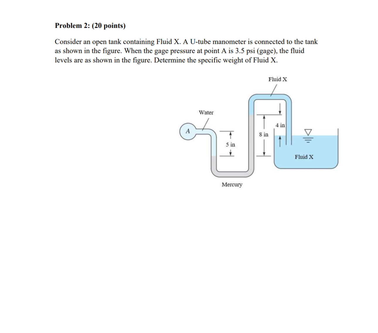 Problem 2 : ( 2 0 points ) Consider an open tank