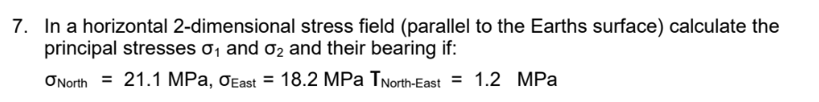 In a horizontal 2 - dimensional stress field (