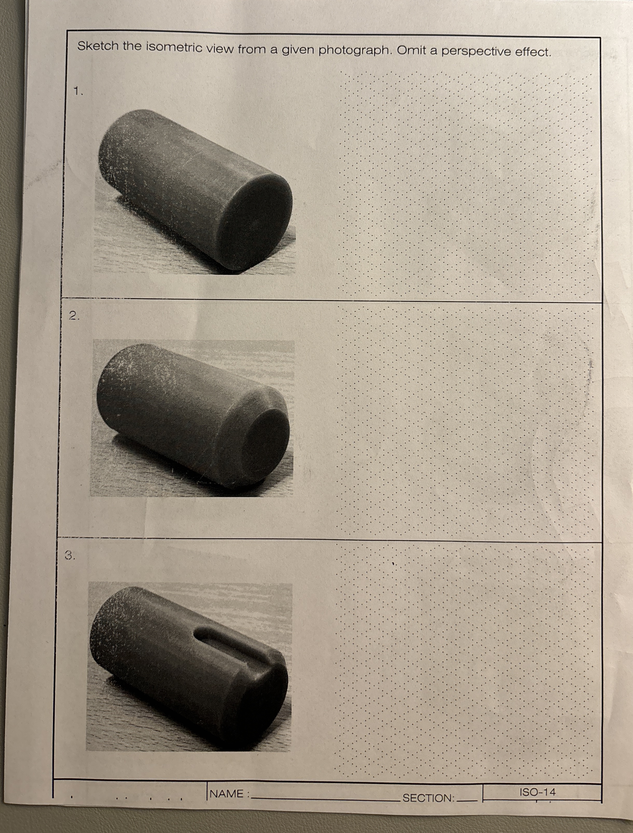 Sketch the isometric view from a given
