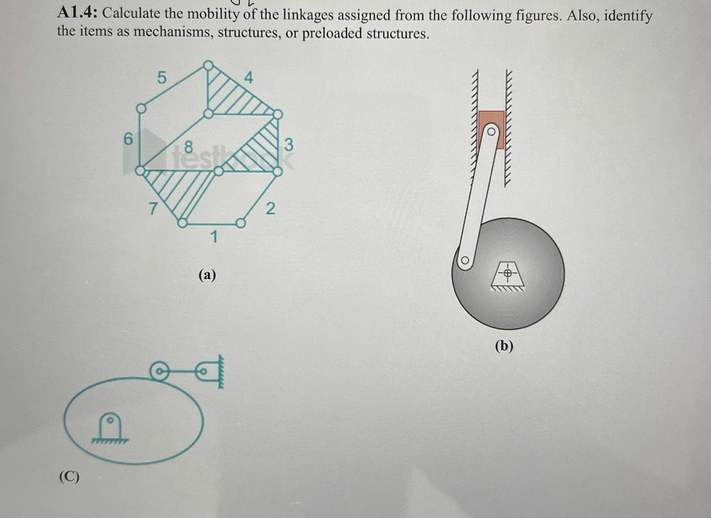 A 1 . 4 : Calculate the mobility of the linkages