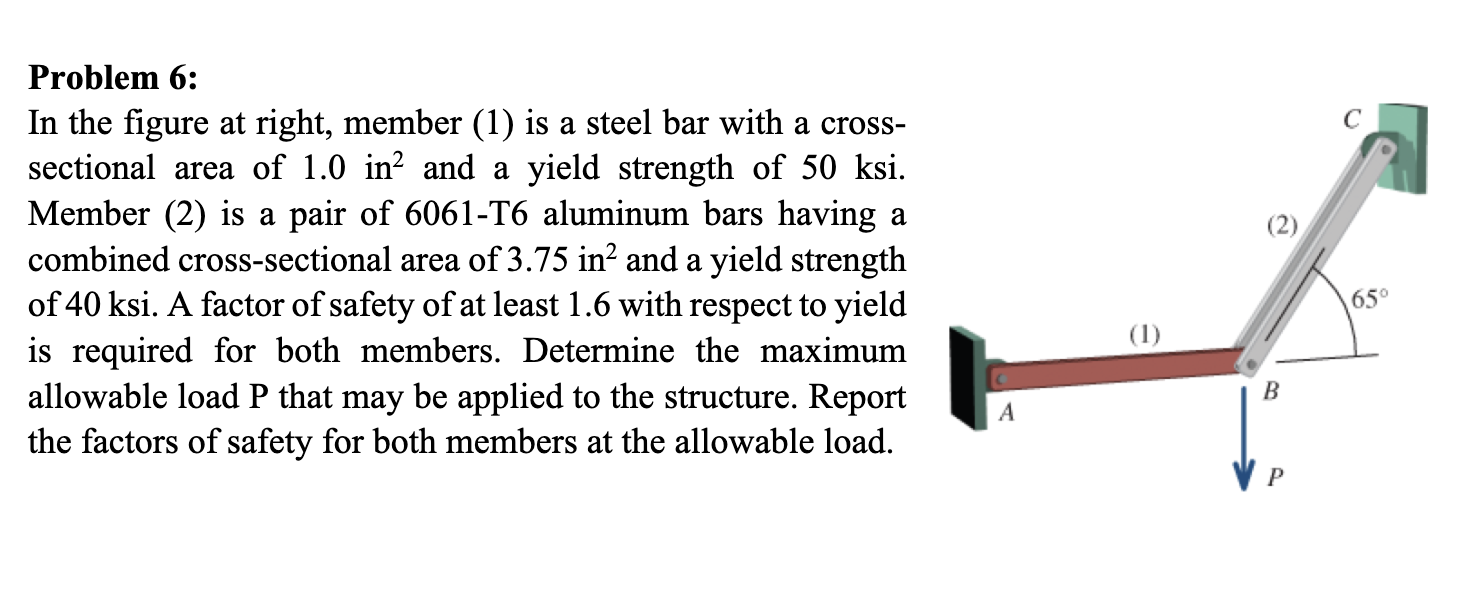 Problem 6 : In the figure at right, member ( 1 )