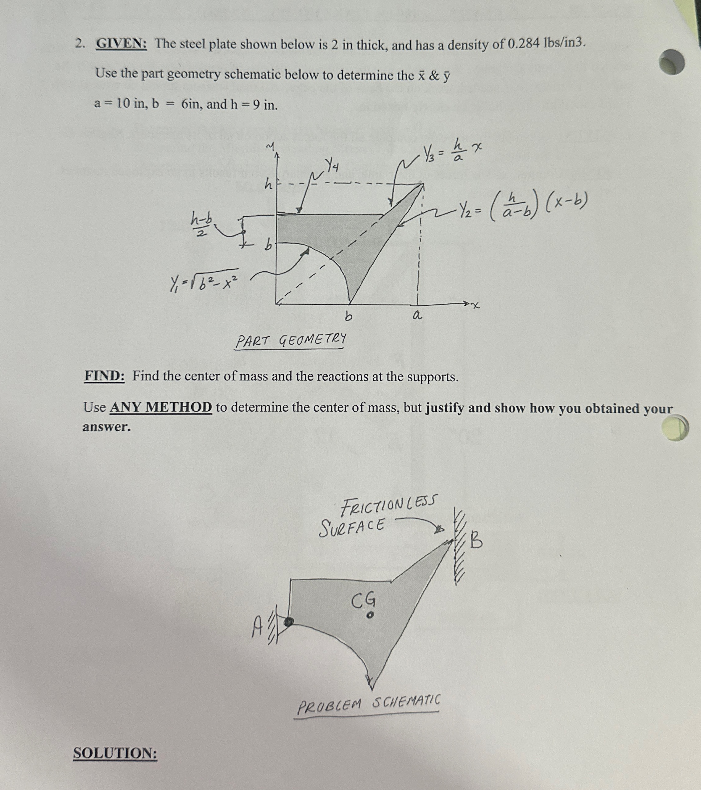 GIVEN: The steel plate shown below is 2 in thick,