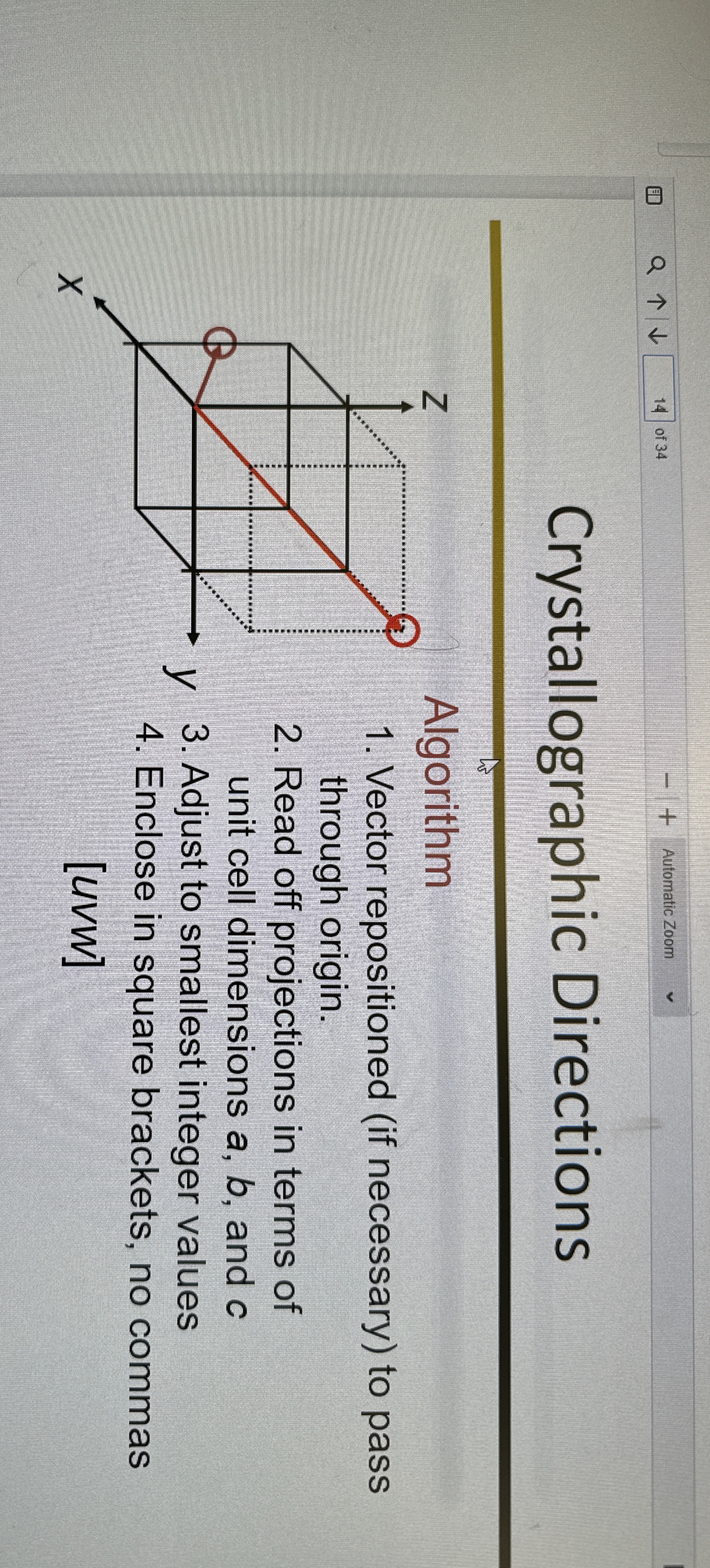 Crystallographic Directions Algorithm Vector