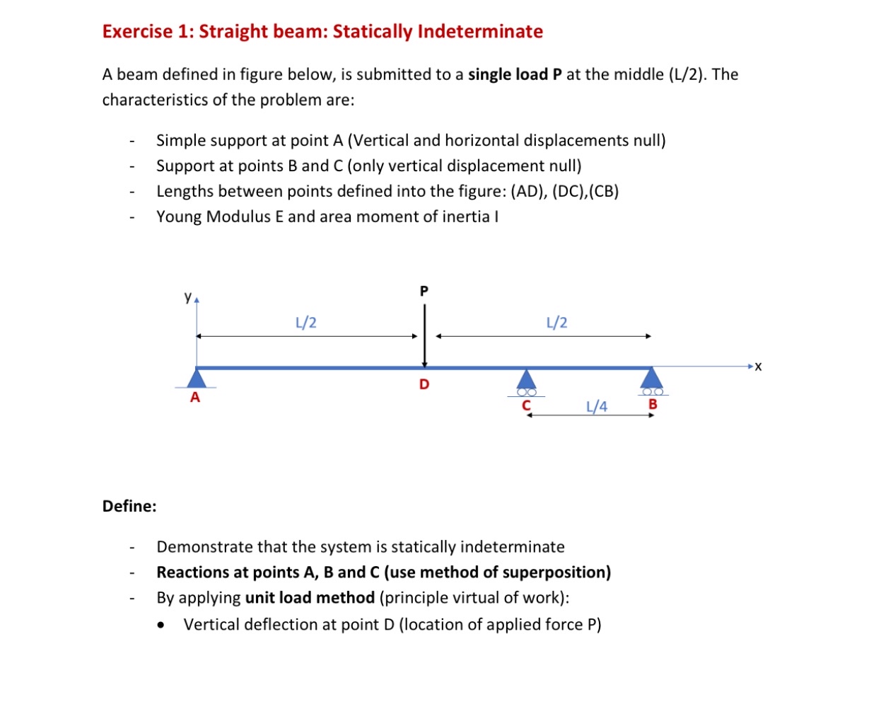 Exercise 1 : Straight beam: Statically
