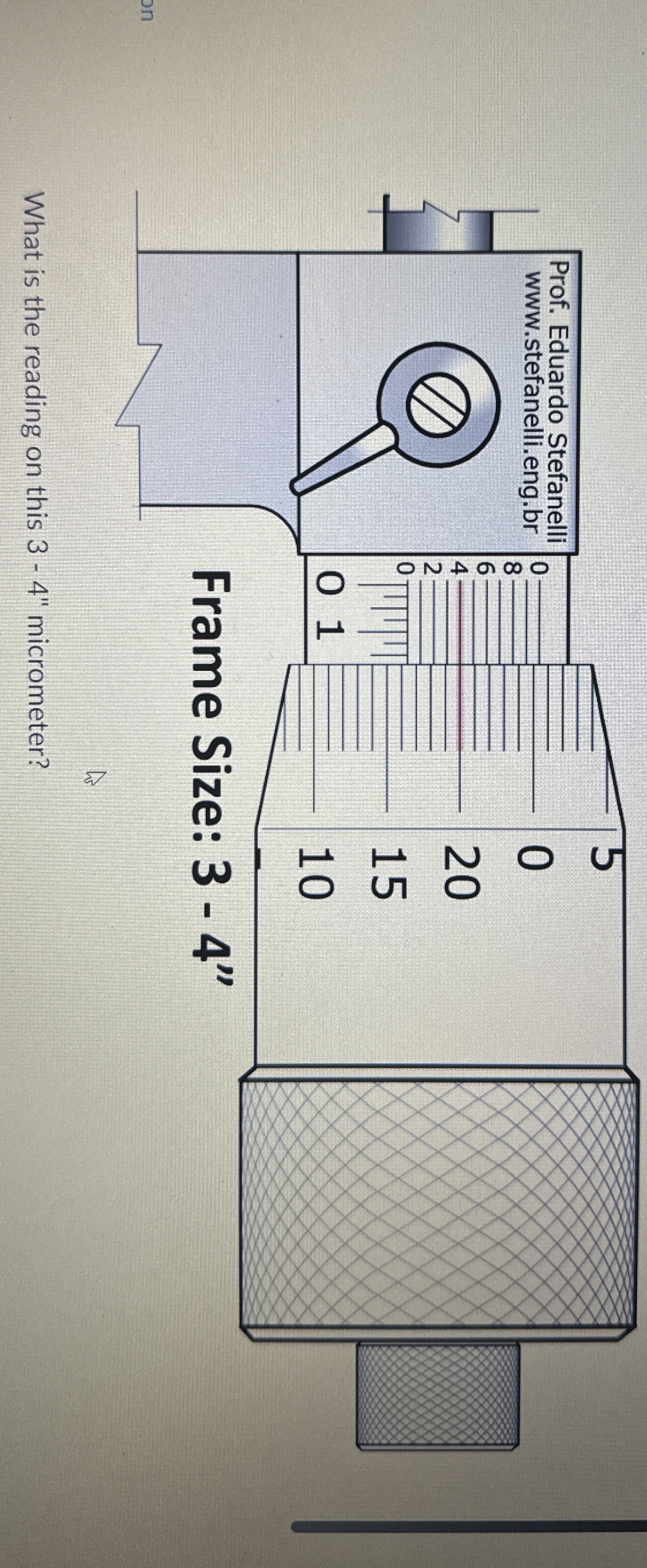 What is the reading on this 3 - 4 ' ' micrometer?