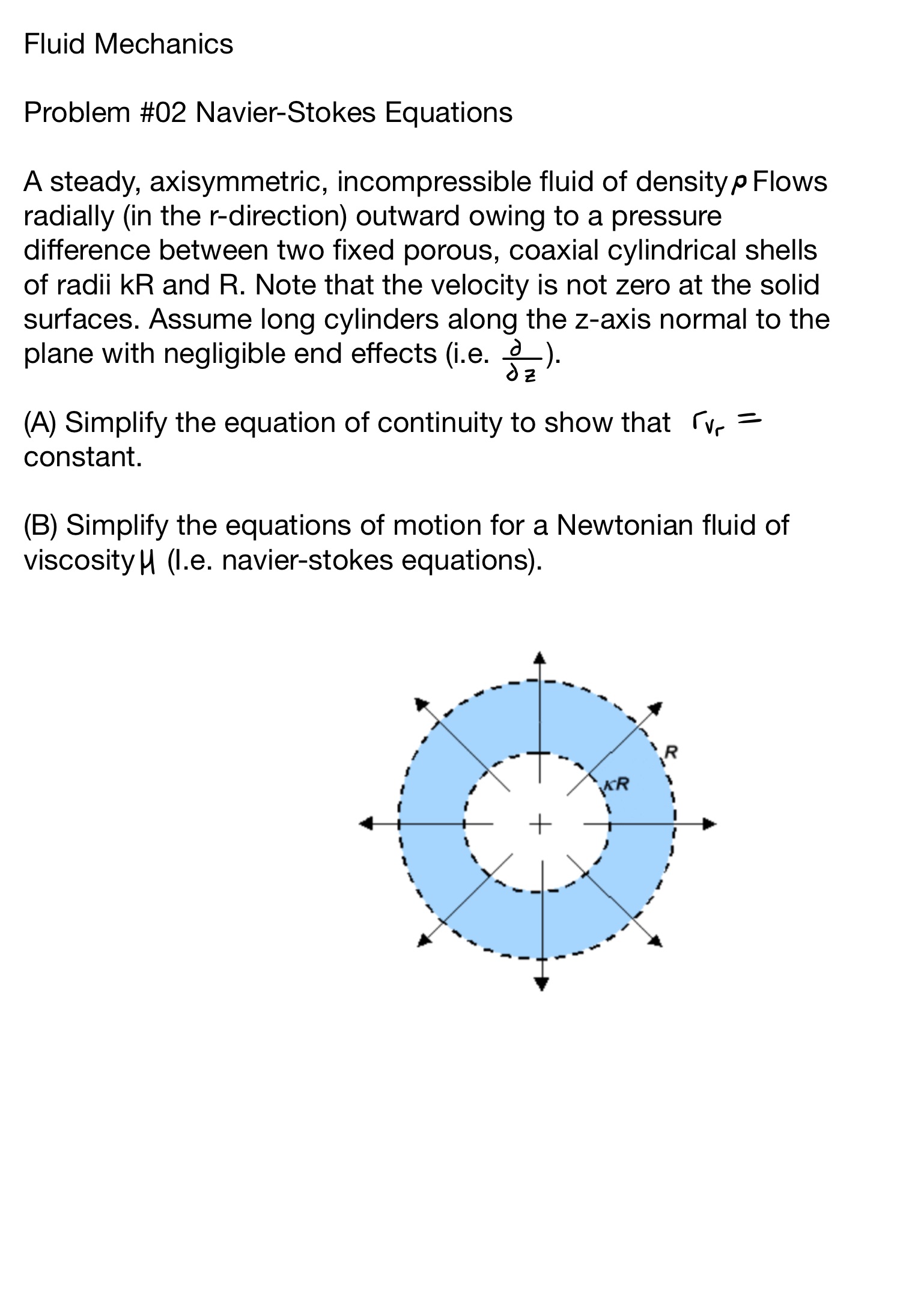 Fluid Mechanics Problem \ # 0 2 Navier - Stokes
