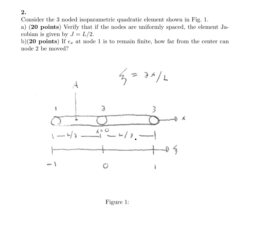 Consider the 3 noded isoparametric quadratic