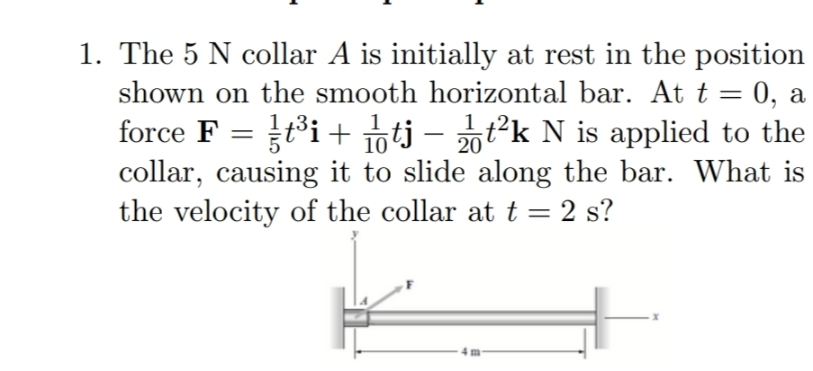 The 5 N collar A is initially at rest in the