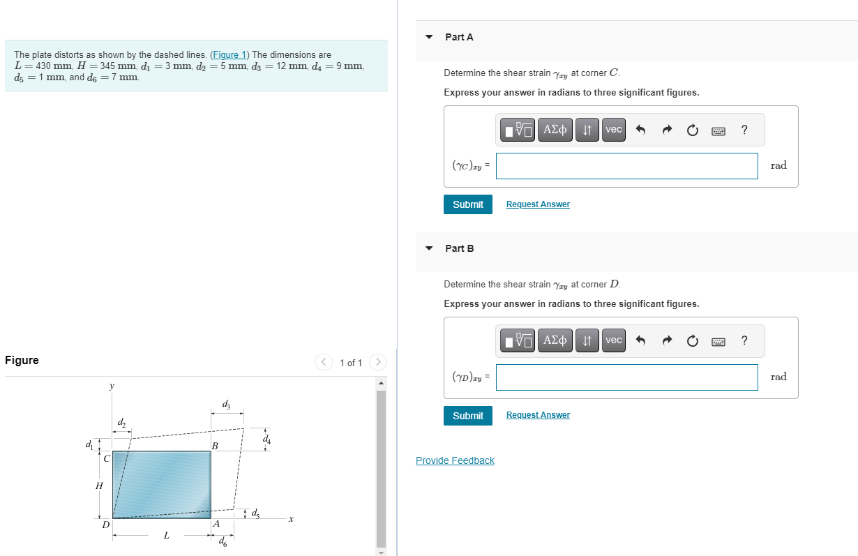 The plate distorts as shown by the dashed lines.