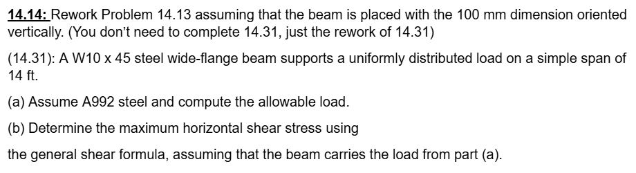 1 4 . 1 4 : Rework Problem 1 4 . 1 3 assuming