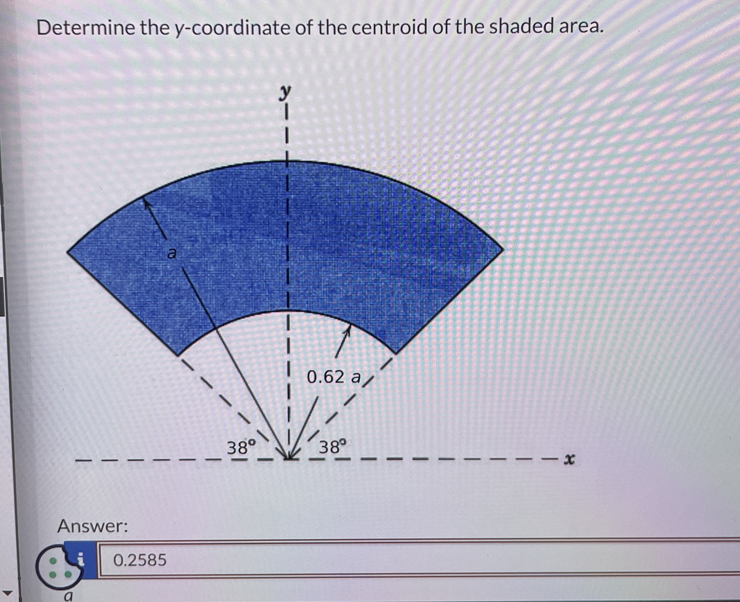 Determine the y - coordinate of the centroid of