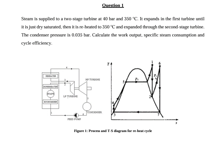 Question 1 Steam is supplied to a two - stage