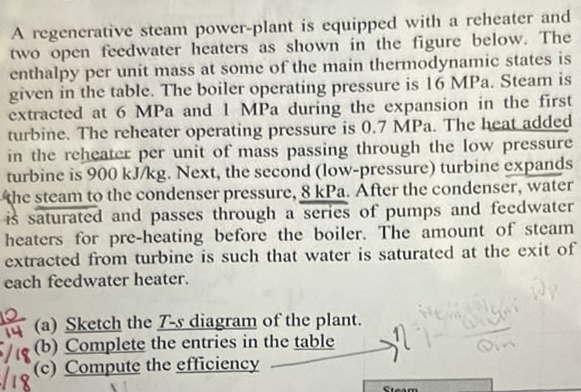 A regenerative steam power - plant is equipped