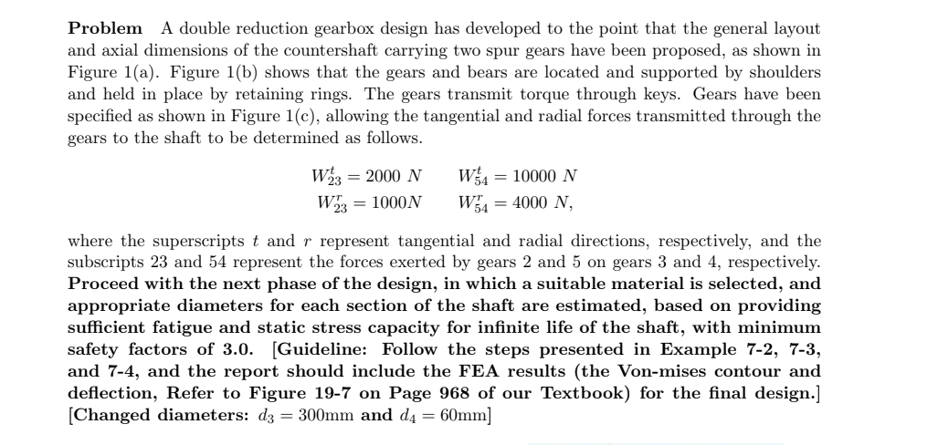 Problem A double reduction gearbox design has