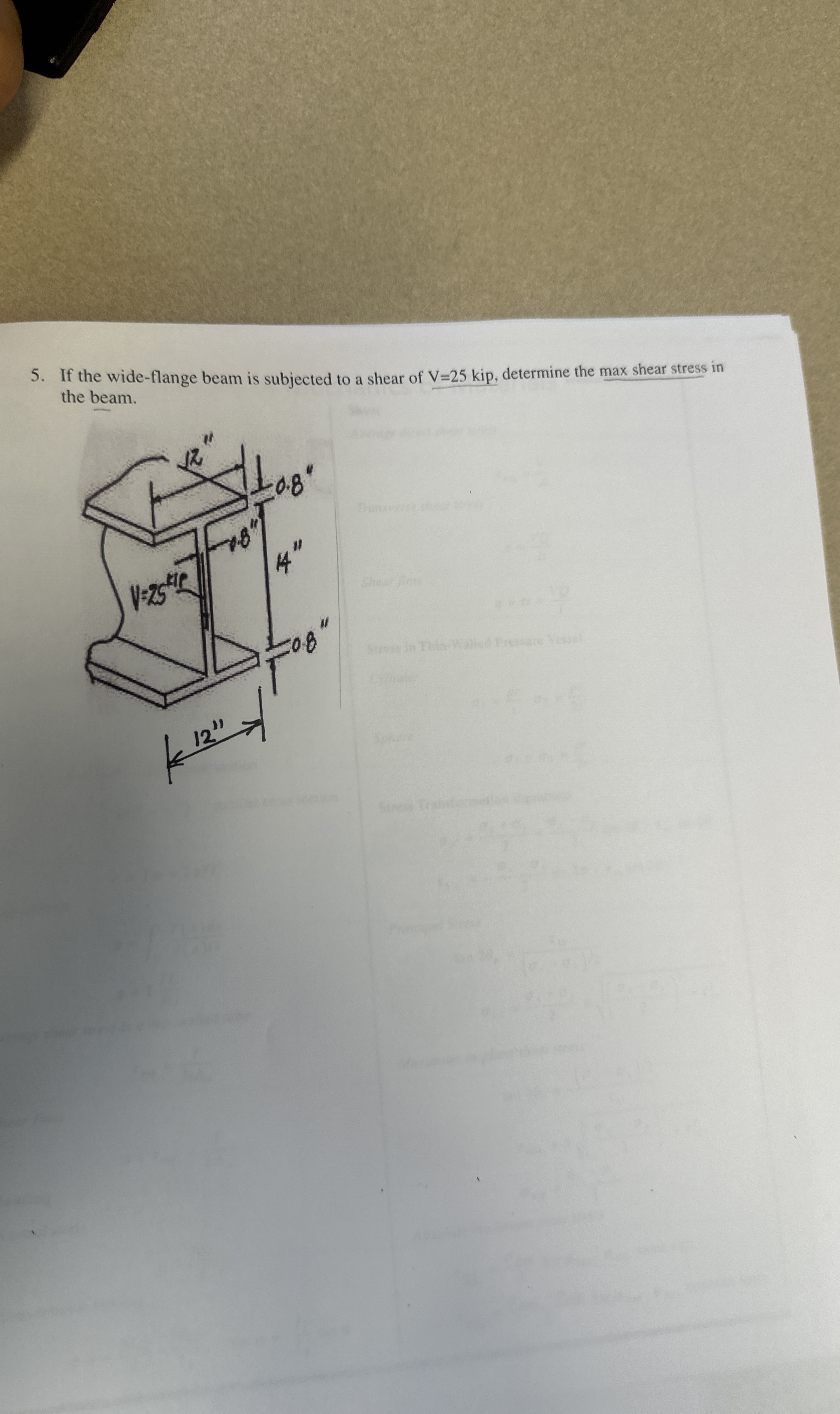 If the wide - flange beam is subjected to a shear