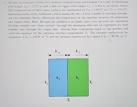 ( 2 0 pts ) A composite block with uniform cross